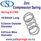 Zinc Compression spring  19.05mm in Length