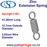 Zinc Extension Spring 41.28mm Length (various sizes) - Just Springs