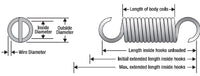 Zinc Extension Spring 73.03mm Length (various sizes) - Just Springs