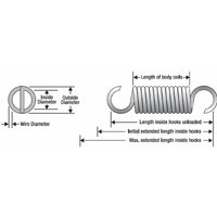 Zinc Extension Spring 50.8mm Length (various sizes) - Just Springs