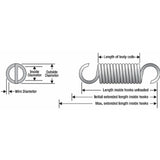 Zinc Extension Spring 41.28mm Length (various sizes) - Just Springs