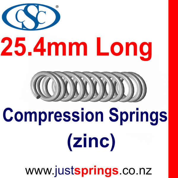 Zinc Compression spring  25.4mm in Length (Various sizes)