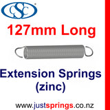 Zinc Extension Spring 127mm Length (various sizes) - Just Springs