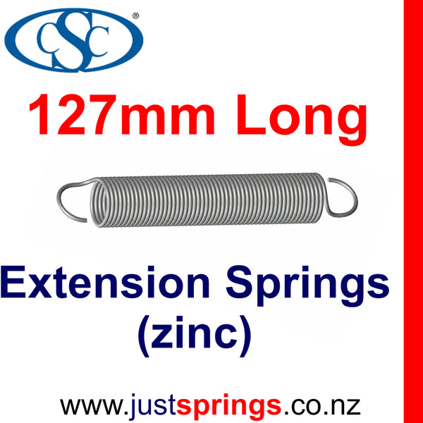 Zinc Extension Spring 127mm Length (various sizes) - Just Springs