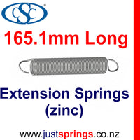 Zinc Extension Spring 165.1mm Length (various sizes) - Just Springs