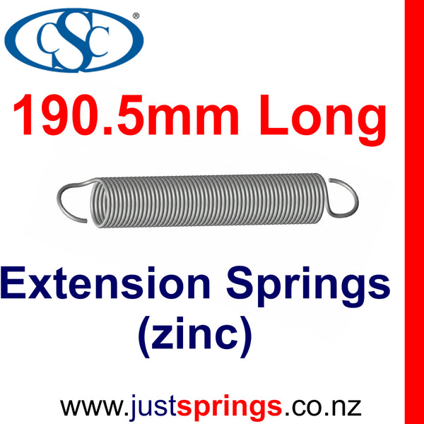 Zinc Extension Spring 190.5 Length (various sizes) - Just Springs