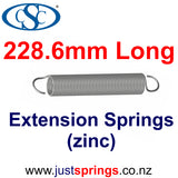 Zinc Extension Spring 228.6mm Length (various sizes)