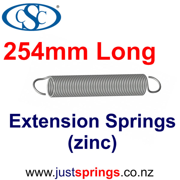 Zinc Extension Spring 254mm Length (various sizes)