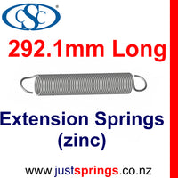 Zinc Extension Spring 292.1mm Length (various sizes) - Just Springs