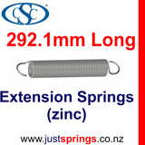 Zinc Extension Spring 292.1mm Length (various sizes) - Just Springs