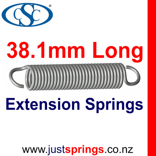 Zinc Extension Spring 38.1mm Length (various sizes) - Just Springs