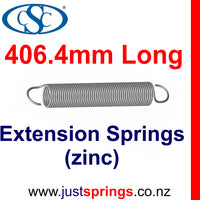 Zinc Extension Spring 406.4mm Length (various sizes) - Just Springs