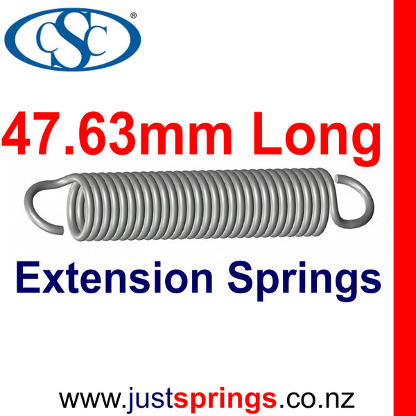 Zinc Extension Spring 47.63mm Length (various sizes) - Just Springs