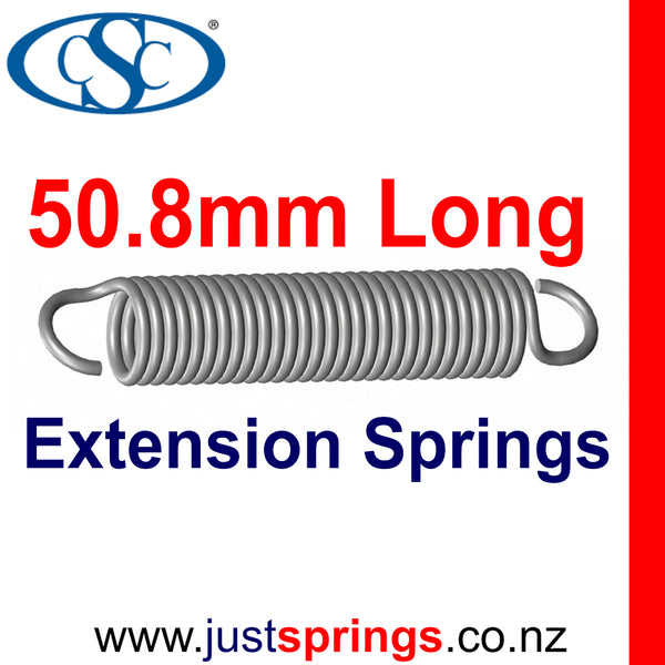 Zinc Extension Spring 50.8mm Length (various sizes) - Just Springs