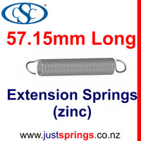 Zinc Extension Spring 57.15mm Length (various sizes) - Just Springs