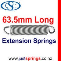 Zinc Extension Spring 63.5mm Length (various sizes) - Just Springs