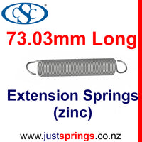 Zinc Extension Spring 73.03mm Length (various sizes) - Just Springs