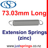 Zinc Extension Spring 73.03mm Length (various sizes) - Just Springs