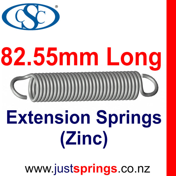 Zinc Extension Spring 82.55mm Length (various sizes) - Just Springs