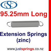 Zinc Extension Spring 95.25mm Length (various sizes) - Just Springs