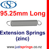 Zinc Extension Spring 95.25mm Length (various sizes) - Just Springs